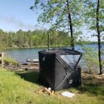 orth Shore Sauna Nova 6 tent set up outdoors wood fired portable sauna